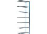 Schulte Lagertechnik Fachbodenregal Stecksystem MultiPlus250, Anbauregal, 7 Fachböden, Kreuzstrebe, B 1000 x T 500 x H 3000 mm, Enzianblau RAL 5010