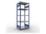 Schulte Lagertechnik Fachbodenregal-Stecksystem MULTIplus 250, Grundregal, Längenriegel, 2000x750x600 mm, 5 Böden, enzianblau/verzinkt