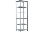 Schulte Lagertechnik Fachbodenregal Stecksystem MultiPlus250, Grundregal, 6 Fachböden, Kreuzstrebe, B 750 x T 600 x H 2500 mm, silbergrau/verzinkt