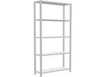 Schulte Lagertechnik Fachbodenregal Stecksystem MultiPlus250, Grundregal, 5 Fachböden, Kreuzstrebe, B 1000 x T 300 x H 2000 mm, Lichtgrau RAL 7035