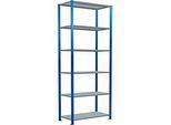 Schulte Lagertechnik Fachbodenregal Steckystem MULTIplus250, Grundregal, B 1000 x T 500 x H 2500 mm, 6 Böden, Kreuzstrebe, bis 1700 kg, enzianblau