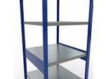 Schulte Lagertechnik Fachbodenregal-Stecksystem MULTIplus 250, Grundregal, Längenriegel, 2500x750x800 mm, 6 Böden, enzianblau/verzinkt