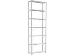 Schulte Lagertechnik Fachbodenregal Stecksystem MultiPlus250, Grundregal, 7 Fachböden, Kreuzstrebe, B 1000 x T 300 x H 3000 mm, Lichtgrau RAL 7035