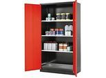 Chemikalienschrank asecos CS-CLASSIC, Flügeltüren, Front Verkehrsrot, B 1055 x T 520 x H 1950 mm