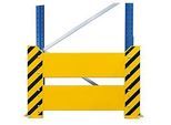 Schulte Lagertechnik Rammschutzwand für Doppel-Palettenregale, H 400 mm, für Regaltiefe 800 + 200 + 800 mm, gelb/schwarz