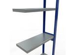 Schulte Lagertechnik Fachbodenregal-Stecksystem MULTIplus 250, Anbauregal, Längenriegel, 3000x750x300 mm, 7 Böden, enzianblau/verzinkt