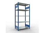 Schulte Lagertechnik Fachbodenregal MULTIplus150, Steck-Grundregal, B 1000 x T 600 x H 2000 mm, 5 Ebenen, bis 1300 kg, enzianblau/verzinkt