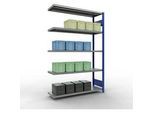 Schulte Lagertechnik Fachbodenregal-Stecksystem MULTIplus 250, Anbauregal, Längenriegel, 2000x1300x400 mm, 5 Böden, enzianblau/verzinkt