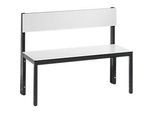 Sitzbank Basic Plus, 1-seitig, Rückenlehne, ohne Schuhrost, 4-Fussgestell schwarzgrau RAL 7021, B 1000 mm, Dekor weiss