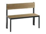 Sitzbank Basic Plus, 1-seitig, Rückenlehne, ohne Schuhrost, 4-Fussgestell schwarzgrau RAL 7021, B 1000 mm, Dekor Eiche Ser.