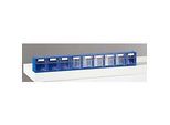 Mehrkammer-Kleinteilelager MultiStore, Grösse 9, B 600 x T 51 x H 77 mm, Volumen 0,9 l, stapelbar, Polystyrol, blau/transp.