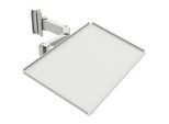 Ablage für Arbeitstisch TRESTON Quick Edge, dreh- & neigbarer Doppelarm, bis 15 kg, mit Gummimatte, B 605 x T 405 x H 15 mm, Stahl, lichtgrau RAL 7035