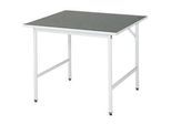 Rau Arbeitstisch Jerry, manuell höhenverstellbar, 25 mm Spanplatte mit Linoleumbelag, bis 300 kg, B 1000 x T 1000 x H 800-850 mm, hellgrau/lichtgrau