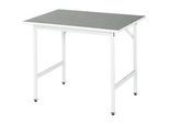 Rau Arbeitstisch Jerry, manuell höhenverstellbar, 25 mm Spanplatte mit Linoleumbelag, bis 300 kg, B 1000 x T 800 x H 800-850 mm, hellgrau/lichtgrau