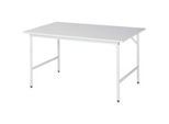 Rau ESD-Arbeitstisch Jerry, manuell höhenverstellbar, 28 mm Spanplatte mit Melaminbelag, bis 300 kg, B 1500 x T 1000 x H 800-850 mm, lichtgrau