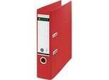 LEITZ® Ordner Recycle, DIN A4, Rückenbreite 80 mm, 180°-Hebelmechanik, Rückenschild & Griffloch, zu 100 % recycelbar, rot