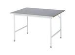 Rau Arbeitstisch Jerry, manuell höhenverstellbar, 25 mm MDF-Platte mit Stahlblechbelag, bis 300 kg, B 1250 x T 1000 x H 800-850 mm, silber/lichtgrau