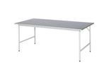 Rau Arbeitstisch Jerry, manuell höhenverstellbar, 25 mm MDF-Platte mit Stahlblechbelag, bis 300 kg, B 2000 x T 1000 x H 800-850 mm, silber/lichtgrau