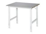 Rau Arbeitstisch Tom, manuell höhenverstellbar, 25 mm MDF-Platte mit Edelstahlbelag, bis 500 kg, B 1000 x T 800 x H 760-1080 mm, silber/lichtgrau