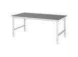 Rau Arbeitstisch Tom, manuell höhenverstellbar, 25 mm Spanplatte mit Linoleumbelag, bis 500 kg, B 2000 x T 1000 x H 760-1080 mm, hellgrau/lichtgrau