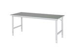 Rau Arbeitstisch Tom, manuell höhenverstellbar, 25 mm Spanplatte mit Linoleumbelag, bis 500 kg, B 2000 x T 800 x H 760-1080 mm, hellgrau/lichtgrau