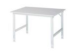 Rau ESD-Arbeitstisch Tom, manuell höhenverstellbar, 28 mm Spanplatte mit Melaminbelag, bis 500 kg, B 1250 x T 1000 x H 760-1080 mm, lichtgrau