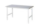 Rau Arbeitstisch Tom, manuell höhenverstellbar, 25 mm MDF-Platte mit Stahlblechbelag, bis 500 kg, B 1500 x T 800 x H 760-1080 mm, silber/lichtgrau