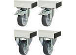 Rau Rollensatz für höhenverstellbare Arbeitstische Adlatus 300/600, 4 Lenkrollen mit Feststeller, Ø 100 mm, H 125 mm, TPR, grau