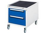 Rau Roll-Container für höhenverstellbare Arbeitstische Jerry, Tom, Serie E, Adlatus, 2 Schubladen, B 480 x T 600 x H 540 mm, lichtgrau/enzianblau