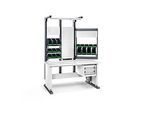 Bott Arbeitsplatzsystem Avero Komplettmodul 1, per Handkurbel höhenverstellbar, HPL beschichtete Spanplatte, bis 200 kg, lichtgrau/anthrazitgrau