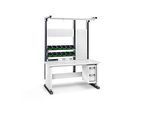 Bott Arbeitsplatzsystem Avero Komplettmodul 4, per Handkurbel höhenverstellbar, HPL beschichtete Spanplatte, bis 300 kg, lichtgrau/anthrazitgrau