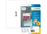 Etiketten HERMA 4698, 210 x 297 mm, 25 Etiketten / 25 A4-Blätter, wetterfest, selbstklebend, stark haftend, Polyesterfolie, mattweiss