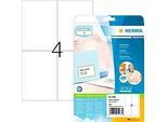 Herma Premium-Adressetiketten Nr. 5063, 105 x 148 mm, selbstklebend, permanenthaftend, bedruckbar, Papier, weiss, 100 Stück auf 25 Blatt