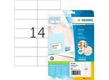 Herma Premium-Adressetiketten Nr. 5057, 105 x 42,3 mm, selbstklebend, permanenthaftend, bedruckbar, Papier, weiss, 350 Stück auf 25 Blatt