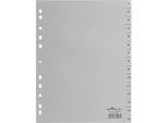 DURABLE Kunststoffregister, A4 hoch, Zahlen 1-15, grau