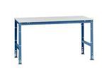 Manuflex Arbeitstisch UNIVERSAL Standard, 1750 x 1000 mm, Melamin lichtgrau, brillantblau
