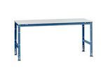 Manuflex Arbeitstisch UNIVERSAL Standard, 2000 x 1000 mm, Melamin lichtgrau, brillantblau