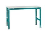 Manuflex Grundtisch UNIVERSAL Standard, Tischplatte Melamin, 1500x800, wasserblau