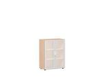 Glastürenschrank ALICANTE, 3 Ordnerhöhen, B 800 x T 420 x H 1104 mm, Buche-Dekor