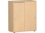Schiebetürenschrank Alicante, 3 Ordnerhöhen, B 800 x T 400 x H 1104 mm, Buche-Dekor