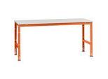 Manuflex Arbeitstisch UNIVERSAL Standard, 2000 x 1000 mm, Melamin lichtgrau, rotorange