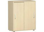 Schiebetürenschrank Alicante, 3 Ordnerhöhen, B 800 x T 400 x H 1104 mm, Ahorn-Dekor