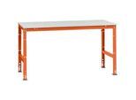 Manuflex Arbeitstisch UNIVERSAL Standard, 1750 x 1000 mm, Kunststoff lichtgrau, rotorange