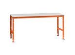 Manuflex Arbeitstisch UNIVERSAL Standard, 2000 x 1000 mm, Kunststoff lichtgrau, rotorange