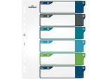 Register Durable, 6-teilig, DIN A4+, Indexblatt, EDV-beschriftbares Register, mit farbigen Taben