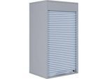 Rolladenschrank Aktos L, 2 Ordnerhöhen, abschliessbar, Bügelgriff, B 500 x T 400 x H 930 mm, Holz, grau