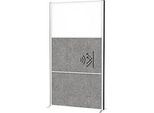 MAUL Stellwandsystem MAULconnecto, 2 x Akustikvlies dunkel, 1 x Whiteboard, Klettverbindung, Standfuss, H 1800 x B 1000 mm, silber