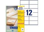 Avery® Zweckform Etiketten LR3424, A4, universell, permanenthaftend, druckergeeignet, Recycling-Papier, rechteckig, naturweiss, 1200 Stück auf 100 Bogen