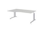 Winkelschreibtisch BARI, 90°, Form A, Winkel links, C-Fuss, B 2000 x T 800 mm, hellgrau