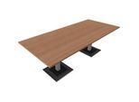 Konferenztisch QUANDOS BOX, bis 6 Personen, Rechteck, Standfuss, B 2200 x T 1000 x H 720-820 mm, Kirsche Romana/alusilber